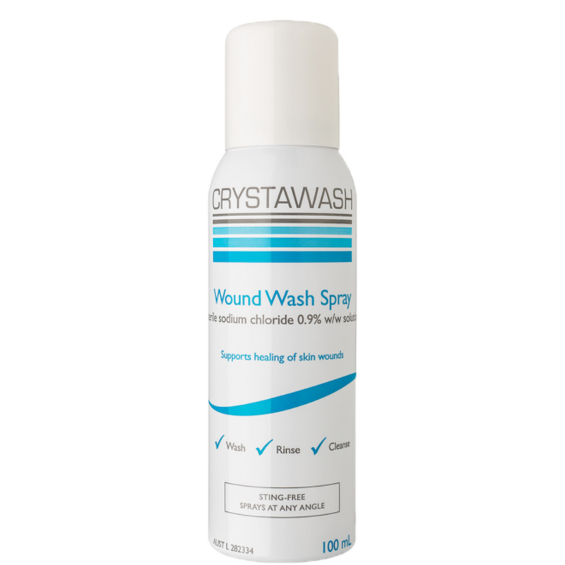 Crystawash® Wound Wash Spray is a sterile non-medicated irrigation spray that supports the healing of skin wounds.